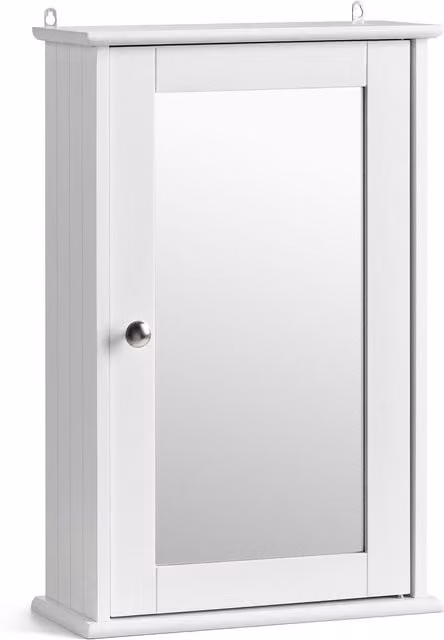 Christow White Lacquered Wooden Bathroom Mirror Cabinet with Internal Shelves, W/D/H: 34 x 15 x 53 cm – 1