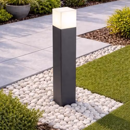 CGC Lighting Amara Square Modern Post Light in Dark Grey and White – 2