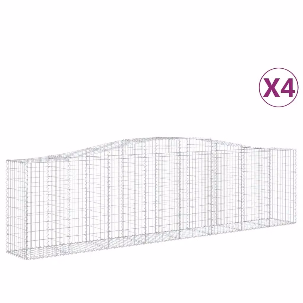 Berkfield Home Arched Gabion Baskets, 4 Piece Set, Silver Galvanised Steel, W: 400 cm, D: 50 cm, H: 100-120 cm – 2