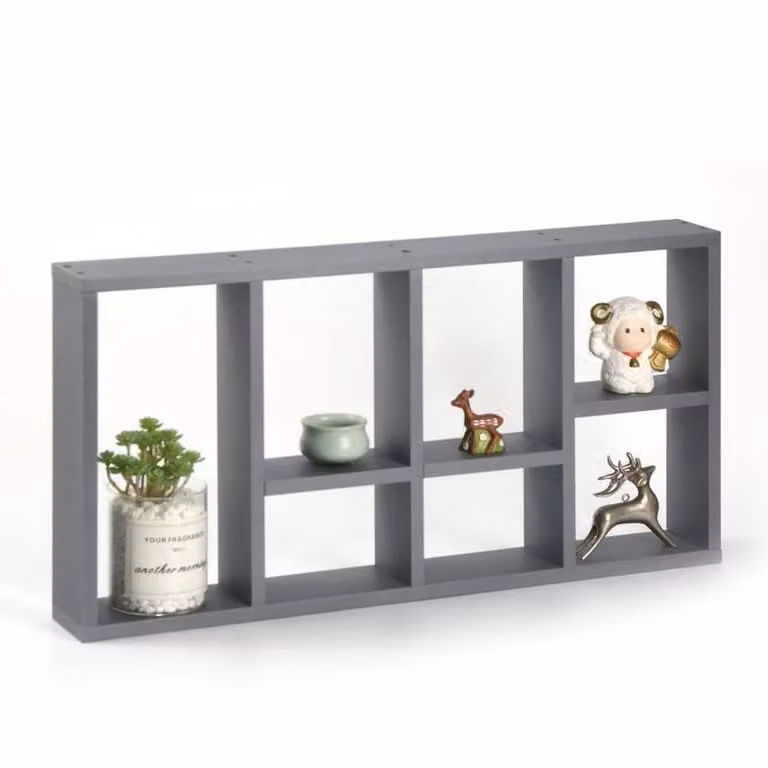 SPETLEK 7-Compartment Wall Mounted Floating Shelves in Grey
