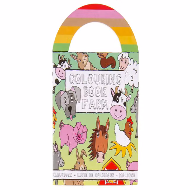 LG-Imports Pack of 12 Farm Animals Colouring Mini Books with Stickers, Multicolour
