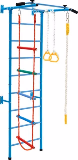 Costway Swedish Ladder Set with Climbing Frame in Blue