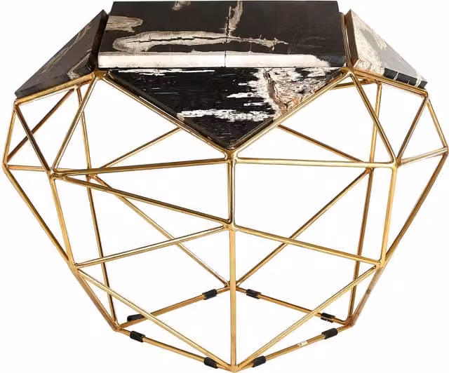 Fifty Five South Relic Dark Petrified Wood Side Table in Gold and Black