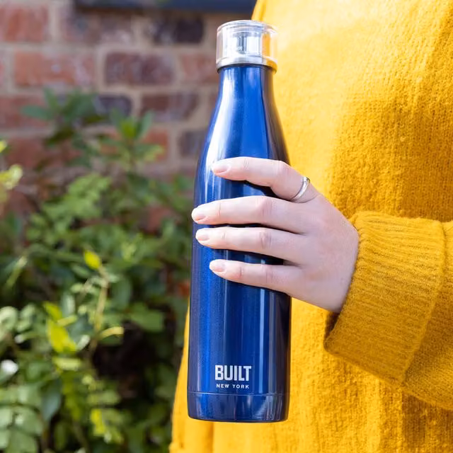 Built Vacuum Insulated Stainless Steel Water Bottle with Screw Cap, Midnight Blue, 740ml