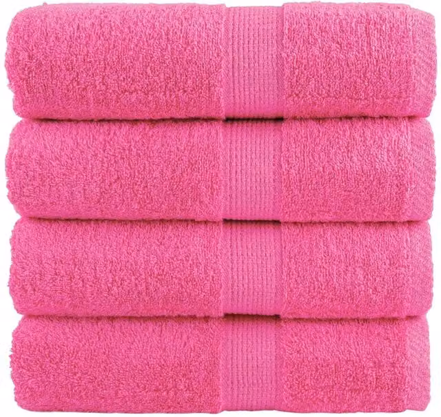 Berkfield Home SOLUND Premium Cotton Terry Guest Towels, Pink, 4 Pack, W: 30 cm, H: 50 cm, 600 gsm – 1