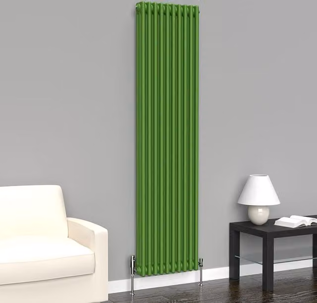 Lux Heat Vertical Coloured Column Radiator, Apple Green, H 180 cm x W 47 cm