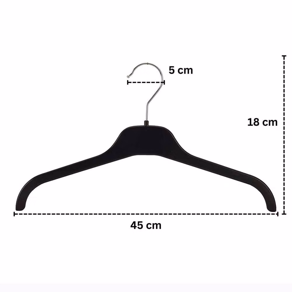 Pawnora Black Plastic Hangers, Pack of 5, Width: 45 cm – 2