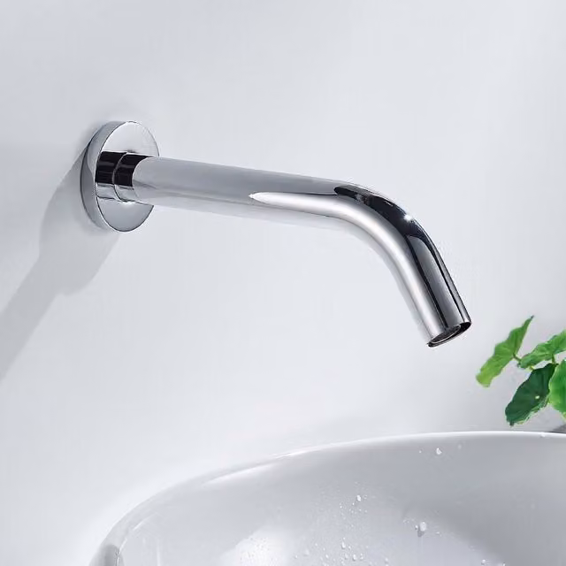 Nes Home Vida Automatic Wall Mounted Infrared Sensor Basin Tap in Silver Chrome