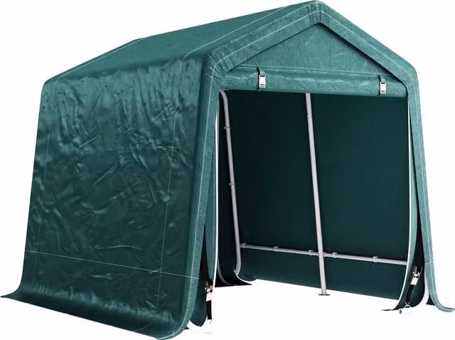 Outsunny Green Waterproof Outdoor Garden Storage Shed and Bike Tent with Double Roll-up Zipper Doors