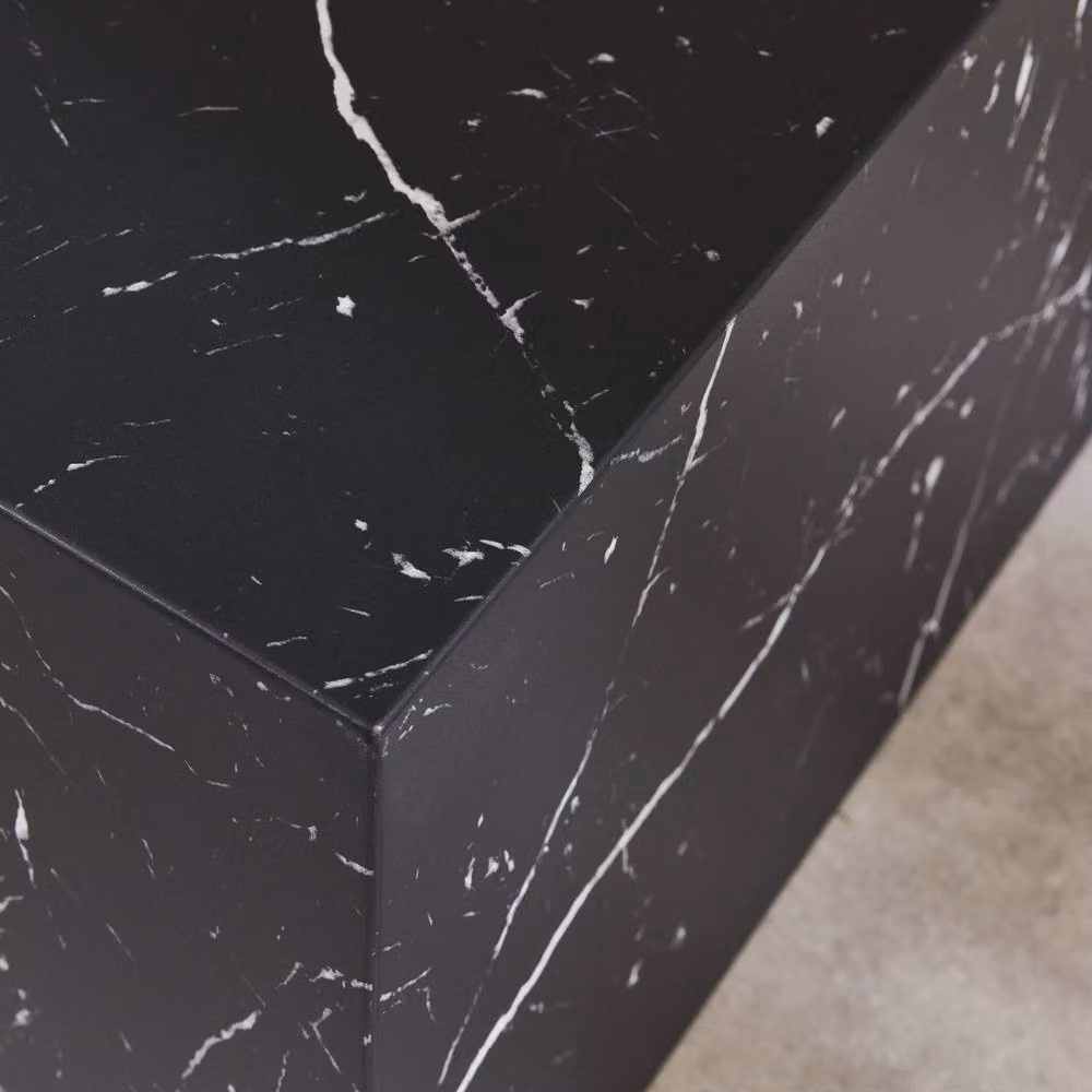 Sweek Pair of Square Coffee Tables with Black Marble Effect Stone Tops – 4