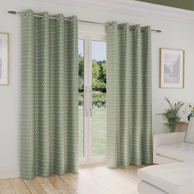 Enhanced Living Green Room Darkening Eyelet Curtains, W: 168 cm, H: 229 cm