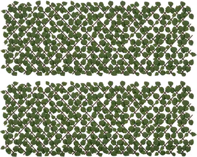 Outsunny Set of 2 Expandable Artificial Trellis Hedges in Emerald Green