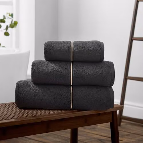 Bianca Zero Twist Satin Stitch Cotton Bath Sheet in Black, W: 100 cm, L: 150 cm – 3