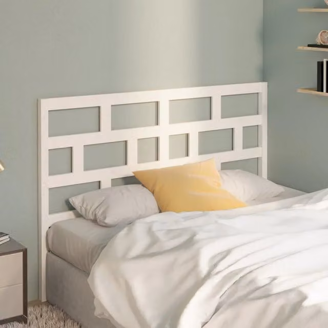 Berkfield Home White Solid Pine Wood Bed Headboard, W: 146 cm, D: 4 cm, H: 100 cm