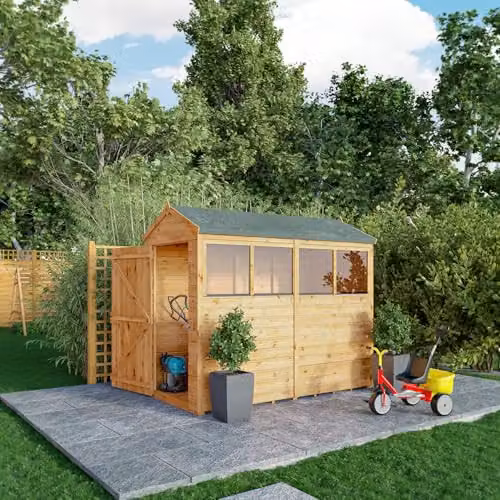 Waltons Premium Shiplap Apex Modular Wooden Garden Storage Shed in Brown with Glass Glazing, W/D/H: 240 x 120 x 180 cm – 1
