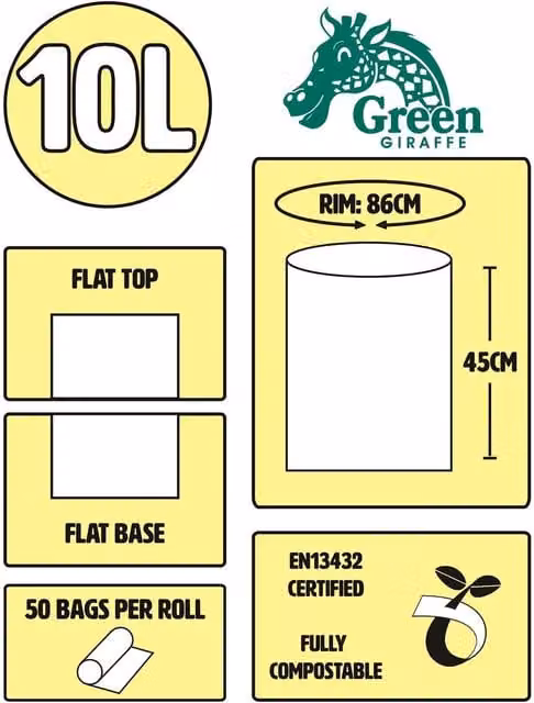 Green Giraffe 10 Litre Food Bin Caddy Liners in Green