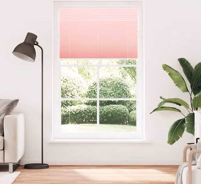 Berkfield Home Pink Single Pleat Polyester Semi-Transparent Corded Blind W: 120 cm, H: 200 cm