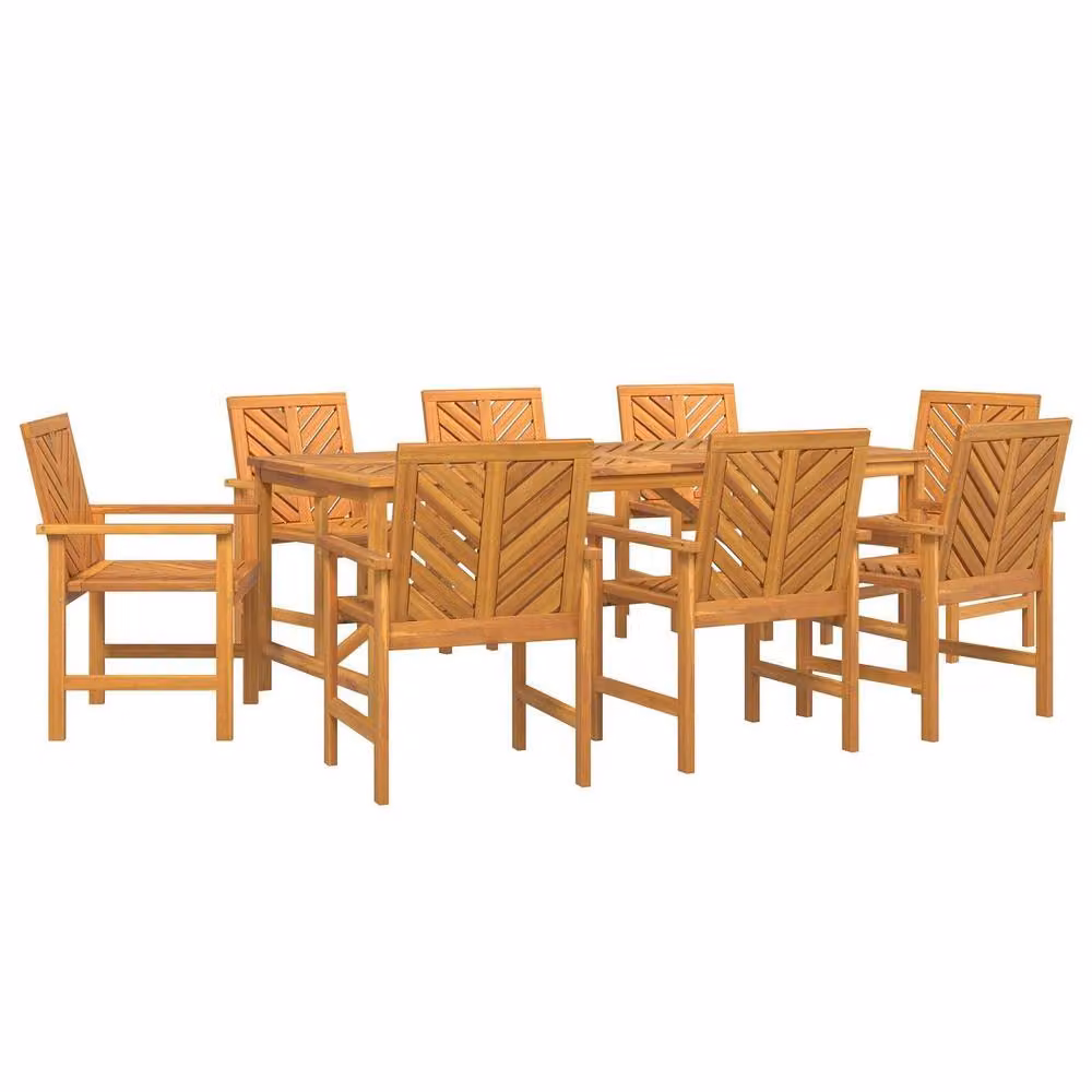 Berkfield Home 7 Piece Modern Geometric Garden Dining Set in Brown Lacquered Acacia Wood – 2