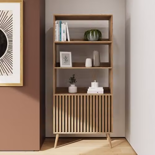 GFW Rowan Oak Effect Bookcase with Shelves and Cupboard Storage, W: 80.0 cm, D: 29.5 cm, H: 180.0 cm – 1