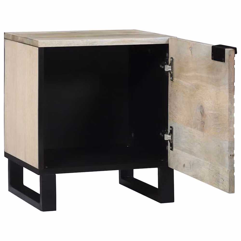Berkfield Home Set of 2 Rustic Mango Wood Bedside Tables in Light Brown, W/D/H: 40 x 33.5 x 46 cm – 3