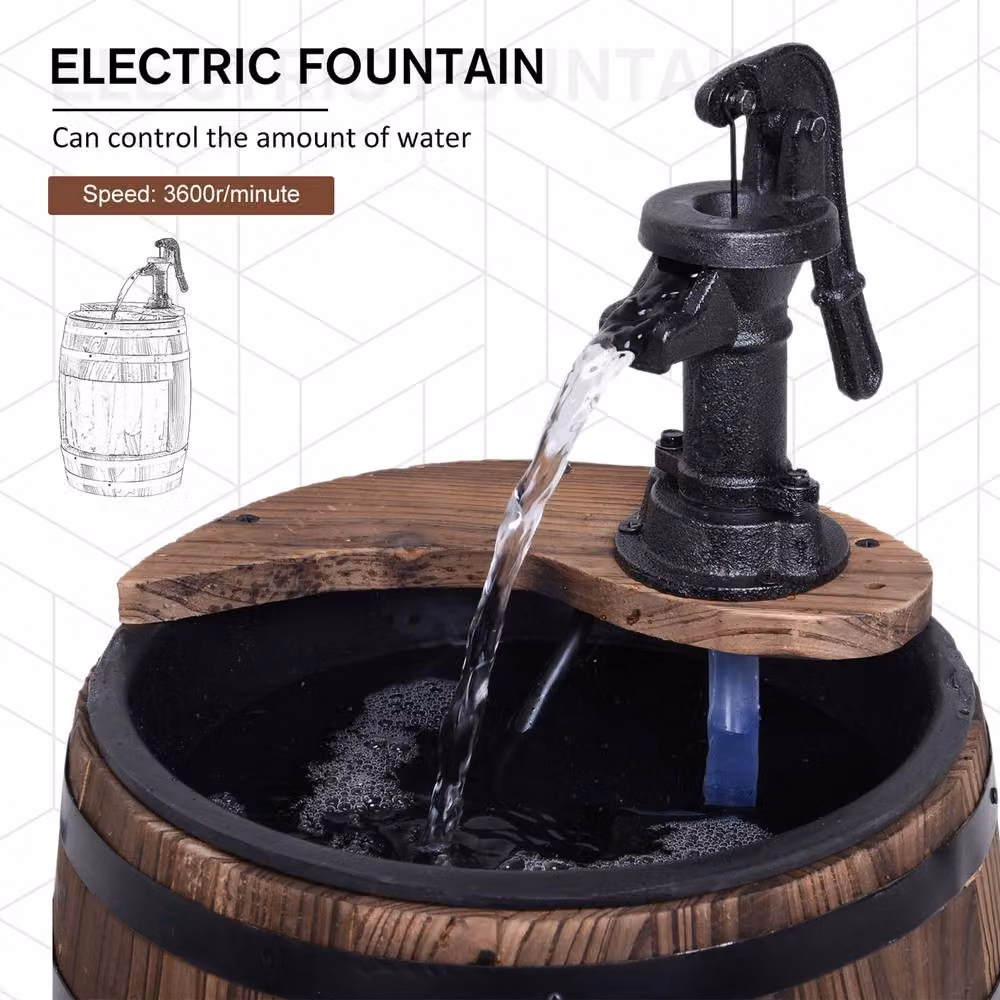 Outsunny Wooden Round Tabletop Water Fountain in Brown – 4