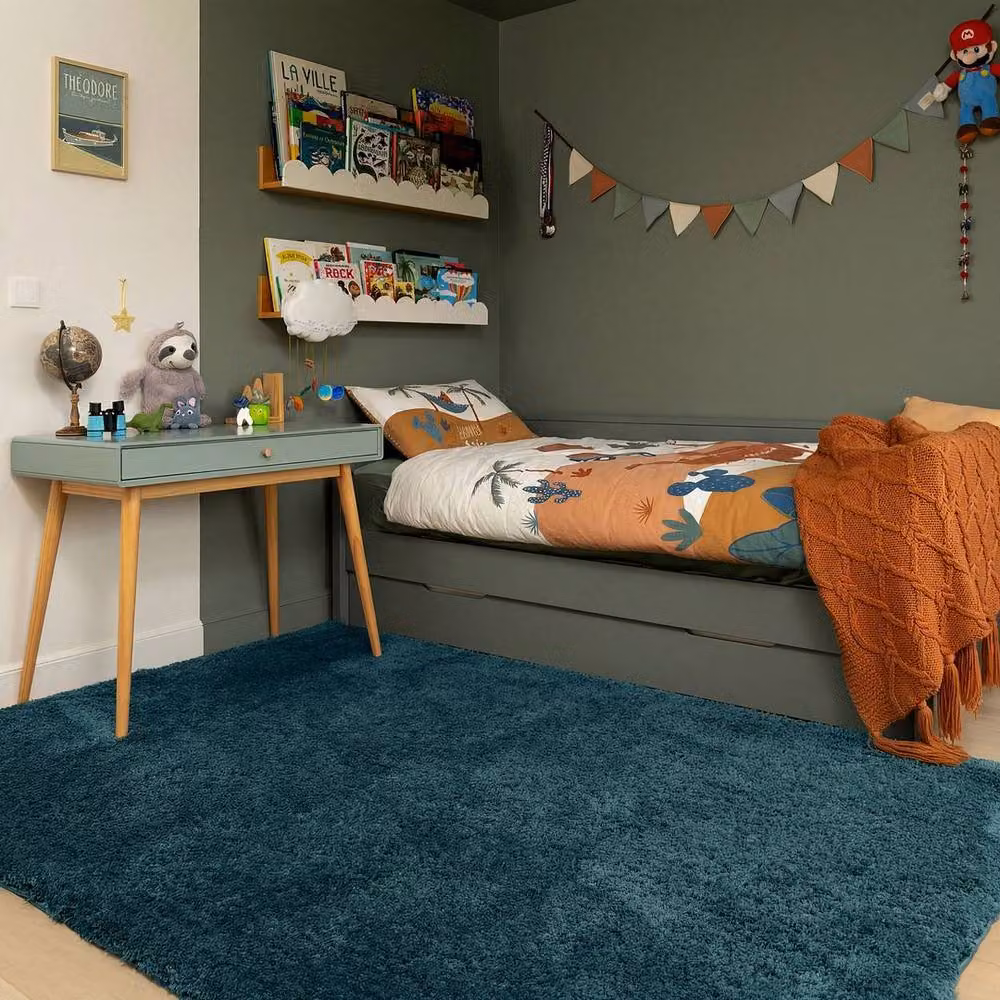 Kukoon Petrol Blue Premium Shaggy Machine Washable Rug, W/D/H: 200 x 290 cm – 2