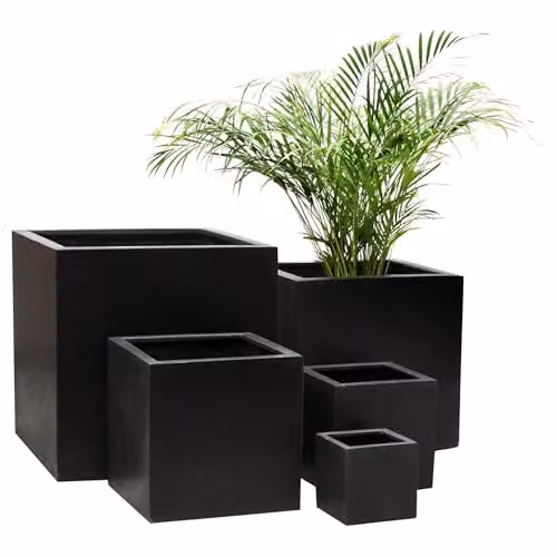 Primrose Black Polystone Square Cube Planter Tub