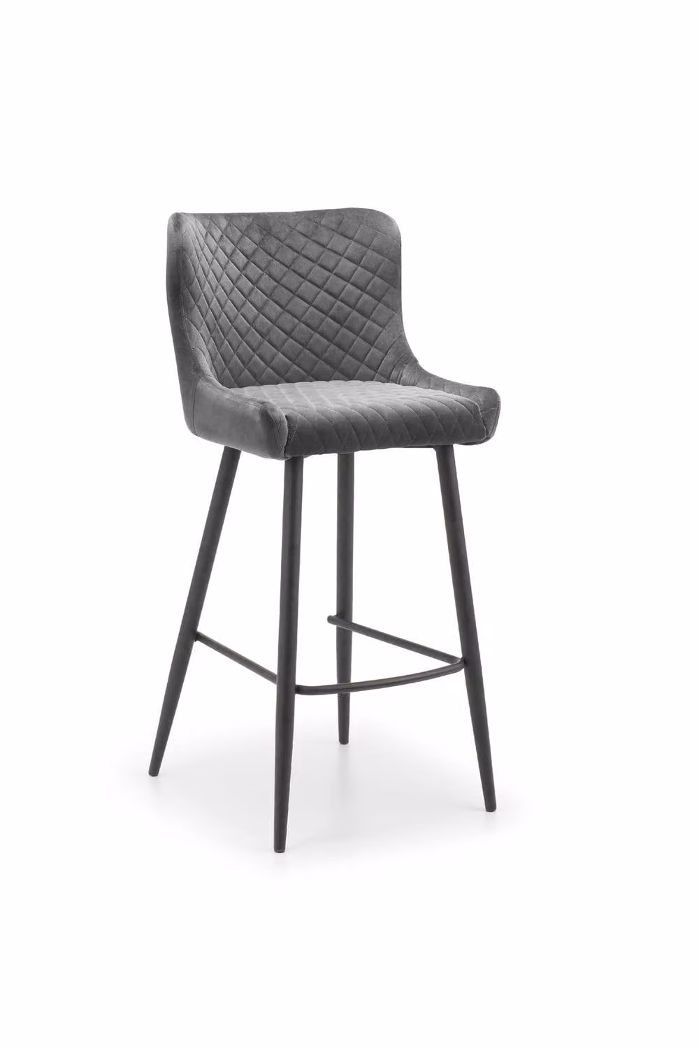 Julian Bowen Luxe Diamond Quilted Upholstered Bar Stool in Grey Velvet – 4