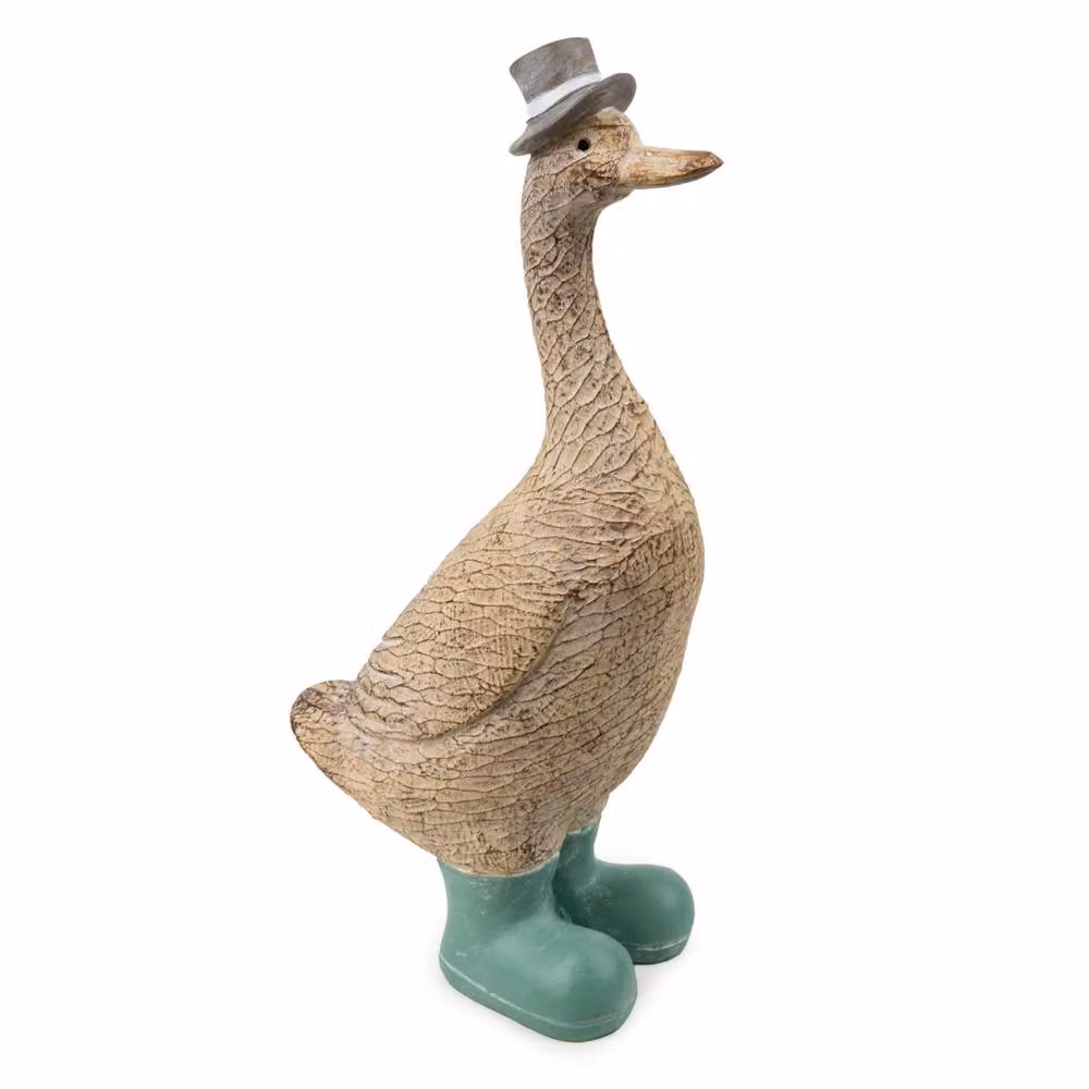 Madison & Mayfair Grey Duck Ornament with Wellies, Height: 29.3 cm – 2
