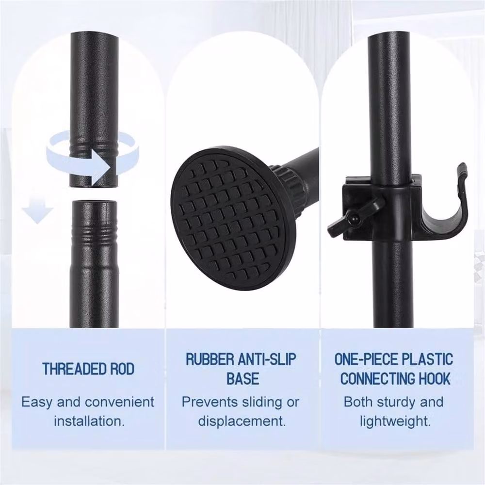 SPETLEK Black Tension Clamp Room Divider Curtain Rod, Straight, 304.8 mm – 2