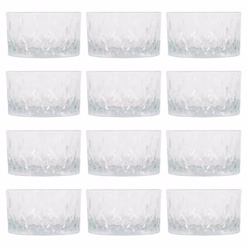LAV Odin Geometric Glass Dip Bowls, Clear, Pack of 12, Diameter: 9.5 cm
