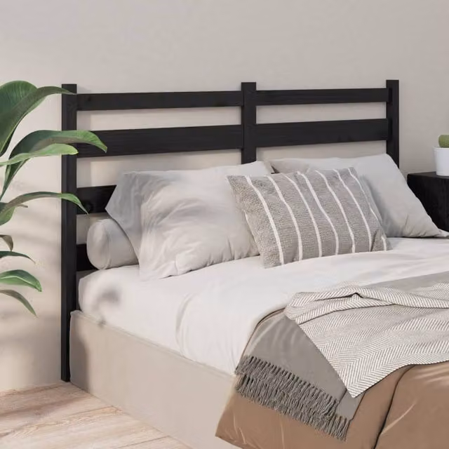 Berkfield Home Black Rustic Solid Pine Wood Bed Headboard W/D/H: 206 x 4 x 100 cm