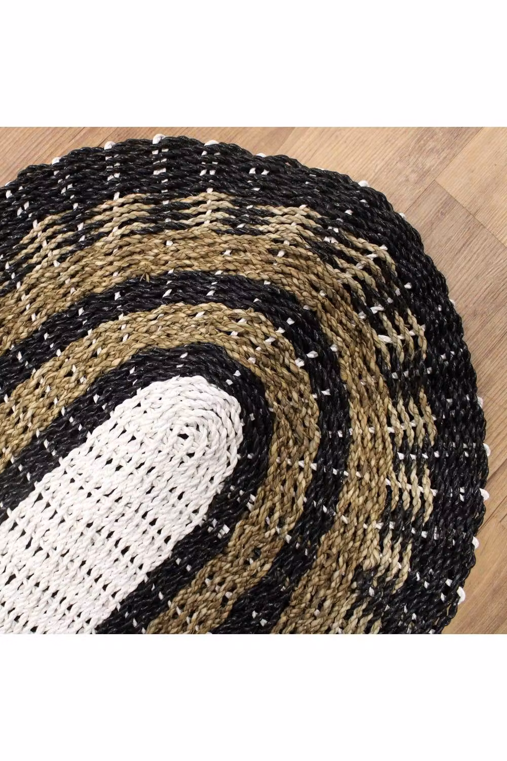 KDMD Classic Oval Seagrass Rug in Black and White, W: 60 cm, L: 120 cm – 2