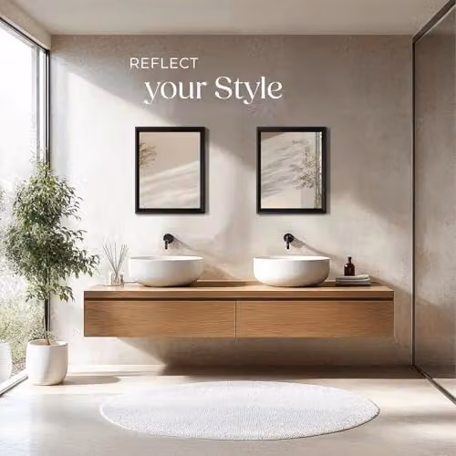 tectake Minimalist Rectangular Wall Mirror in Black, W: 40.6 cm, H: 50.8 cm – 7