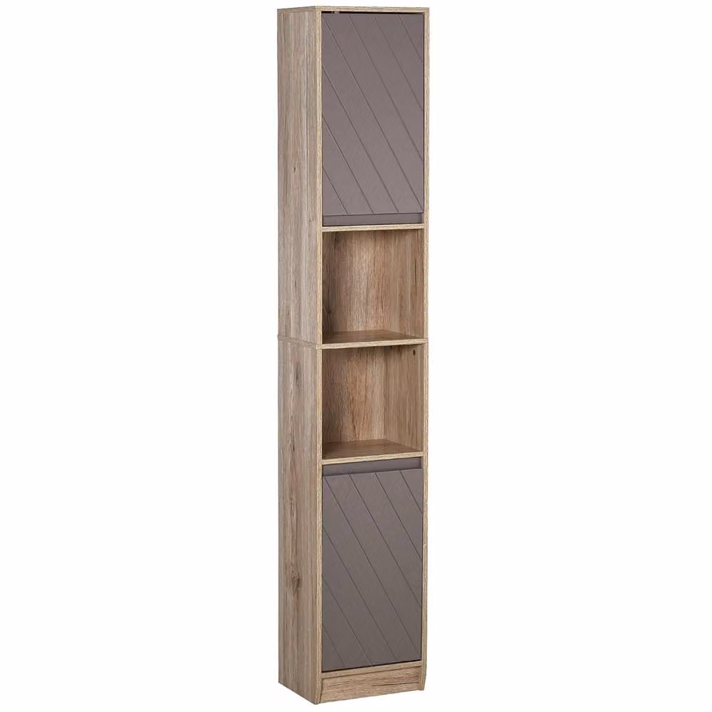 Wyld Haus Kaeldo Slim Freestanding Bathroom Storage Cabinet in Grey and Oak, H 170 x W 24 x D 30 cm – 2