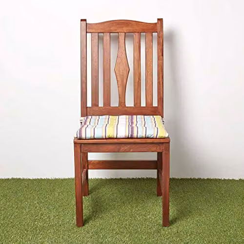 HOMESCAPES Osaka Green and Purple Stripe Cotton Seat Pad Cushion for Dining Chairs W/D/H: 40 x 40 x 6.5 cm – 2