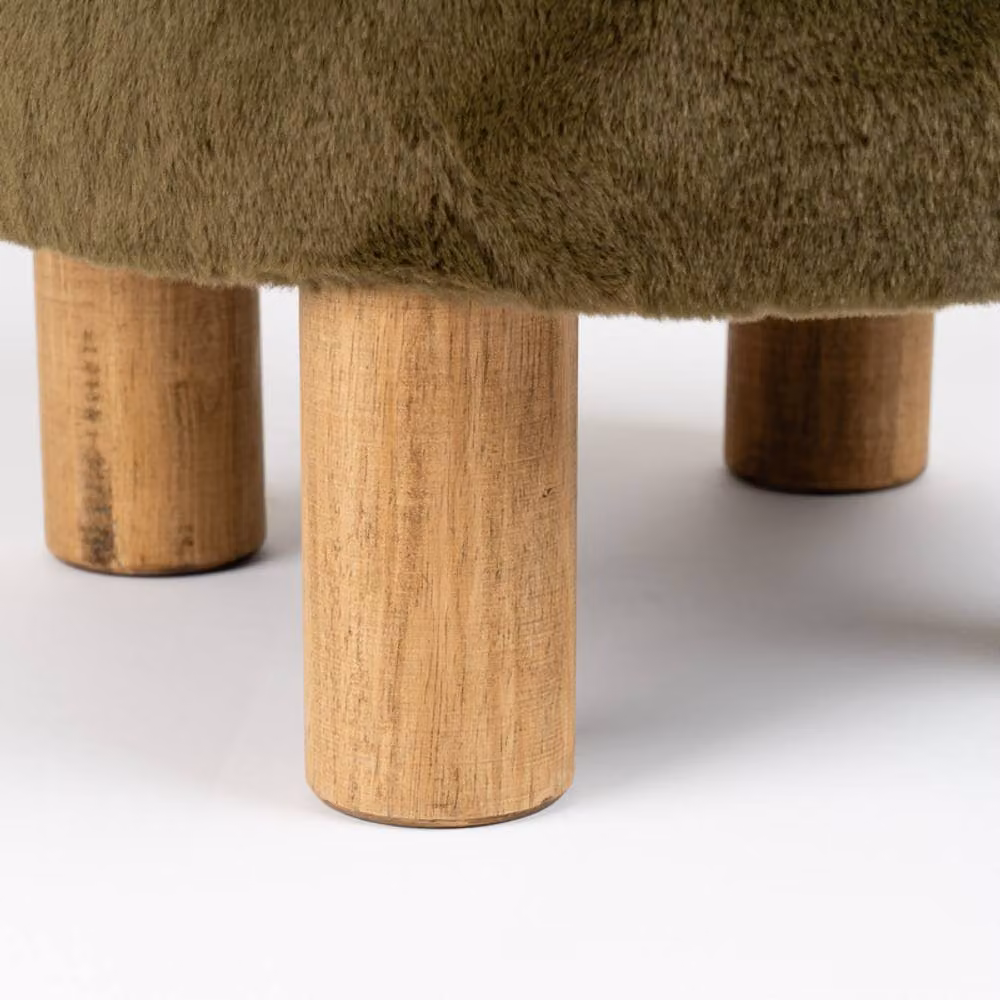 Scottish Everlastings Ltd Soft Faux Fur Round Green Foot Stool, W/D/H: 50 x 50 x 33 cm – 2