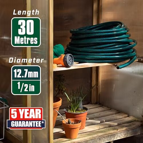 Faithfull Heavy-Duty Reinforced PVC Garden Hose Kit, 30m, Multicolour – 3