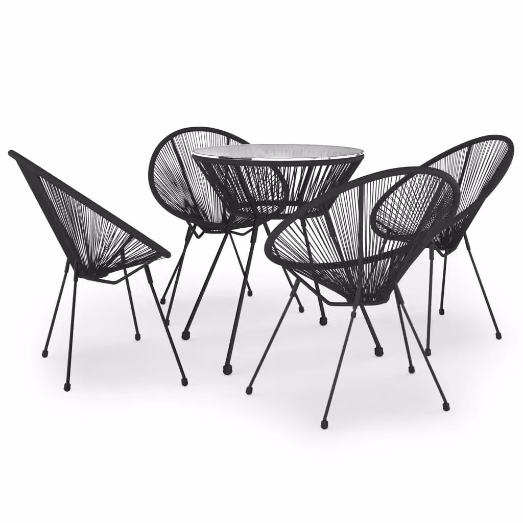 Berkfield Home 5 Piece Modern Rattan Garden Dining Set in Black – 2