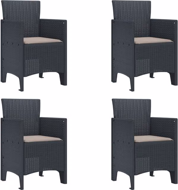 Berkfield Home Garden Chair Set of 4 in Anthracite and Taupe Polypropylene Resin