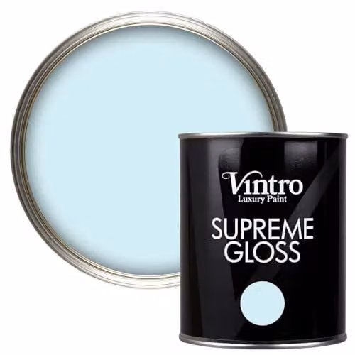 Vintro High Gloss Water Based Paint for Wood, Walls and Trim, Ice Blue Moonstone, 1 Litre
