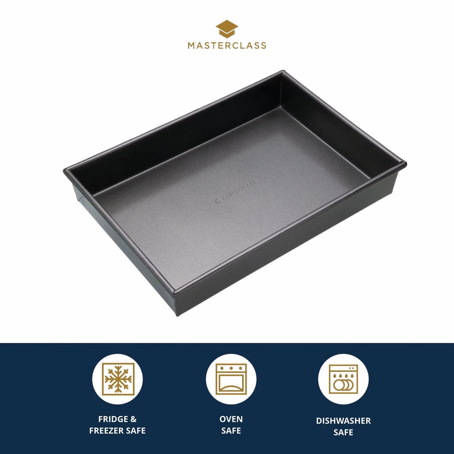 MasterClass Non-Stick Rectangular Carbon Steel Baking Sheet, Grey, W: 35 cm, D: 24 cm, H: 1 cm – 7