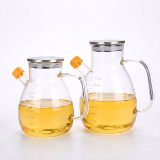Eden & Willow Glass Jug Dispenser Set with Lids and Drip Free Spouts, 2 Pieces, Transparent