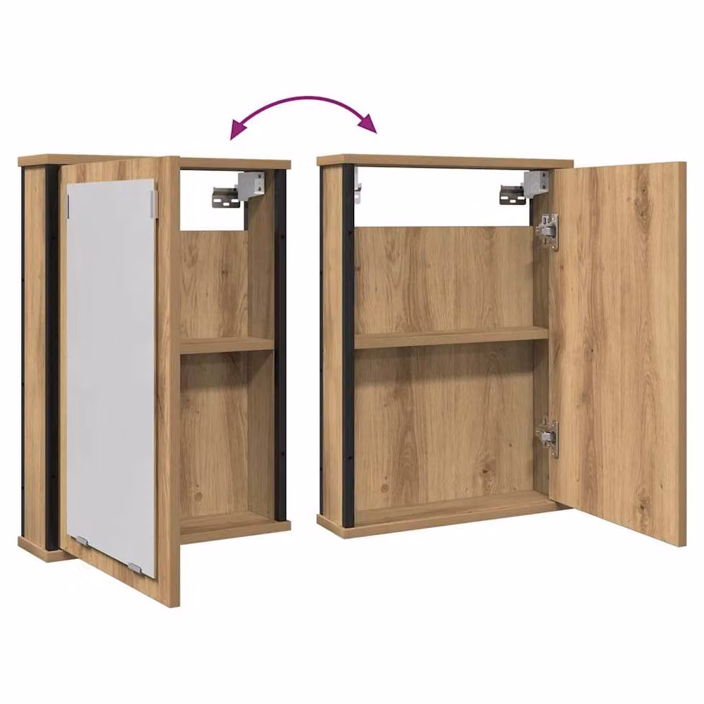Berkfield Home Artisan Oak Bathroom Mirror Cabinet, Brown, W/D/H: 42 x 12 x 60 cm – 5