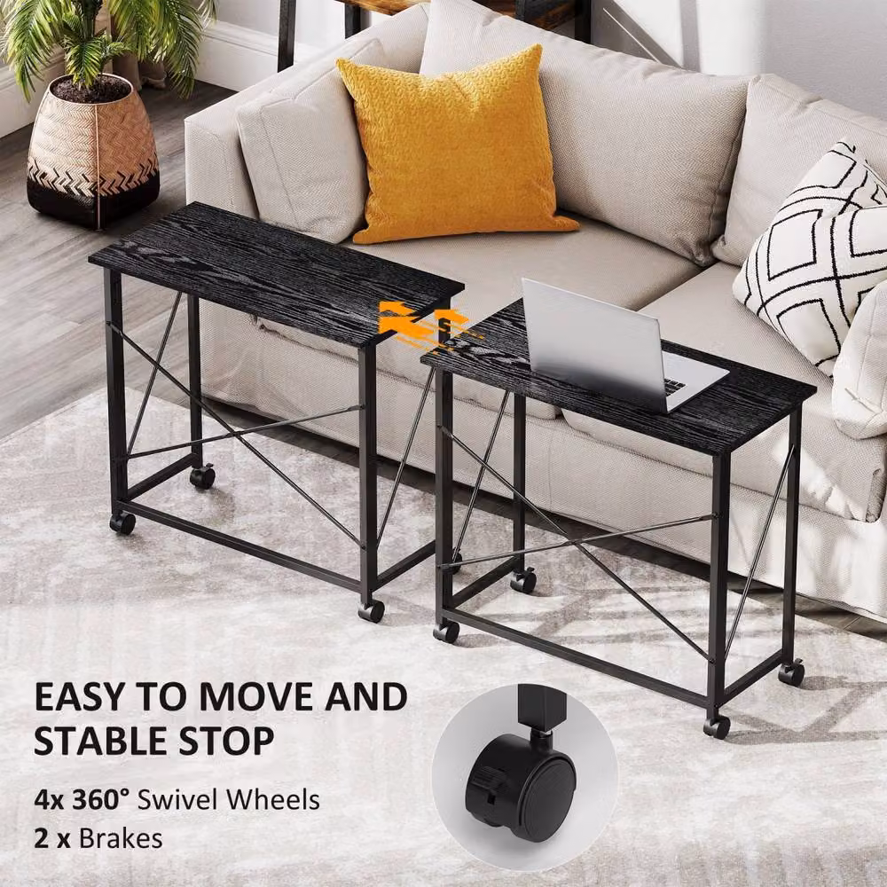 Wyld Haus Ziyozi Black Folding Writing Desk with Castors W/D/H: 80 x 40 x 75 cm – 5