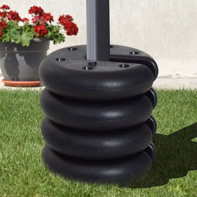 Outsunny Set of 4 Sand Fillable Gazebo Canopy Weights in Black Plastic – 10