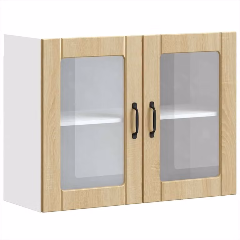 Berkfield Home Lucca Kitchen Wall Cabinet with Glass Doors in Sonoma Oak Brown