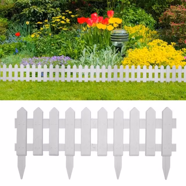 Berkfield Home White Plastic Lawn Edgings, 25 Pieces, 10 m – 1