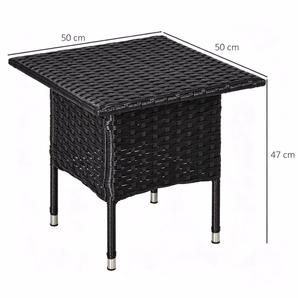 STILVORA Outdoor Side Table with Rattan Finish in Black – 2