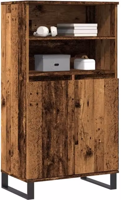 Berkfield Home Old Wood Highboard in Brown, W/D/H: 60 x 36 x 110 cm
